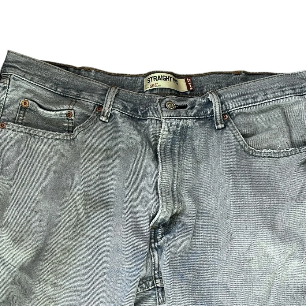 Levis 505 Jeans‎ Mens 38x32 Medium Wash Straight Fit Denim Work Grunge Thrashed